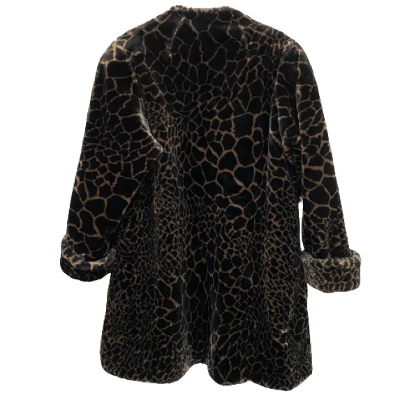 Penny Lane Style Women's Faux Fur Heavy Jacket Animal Print Brown Long Sleeve - Picture 2 of 16
